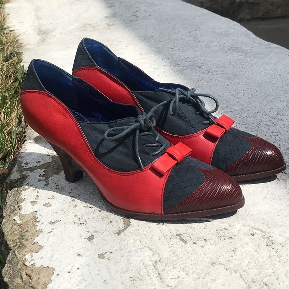 Poetic License Shoes - Poetic License London multi color Red  Blue and Brown (41) lace up heeled shoe